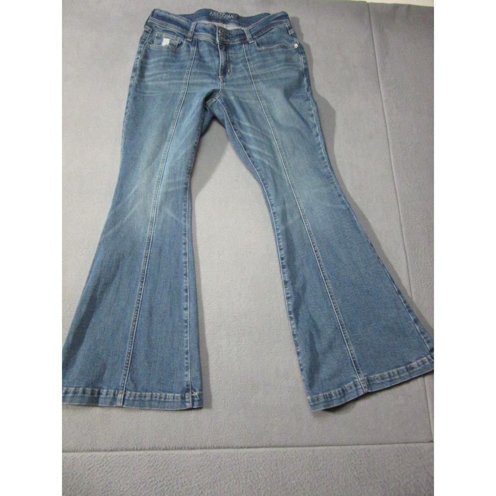 Arizona Jeans Womens 13 Blue Extreme Low Rise Y2K Flare Denim Retro 32x31.5
